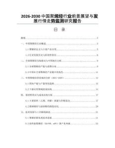 2026-2030中國聚烯烴行業前景展望與發展行情走勢監測研究報告