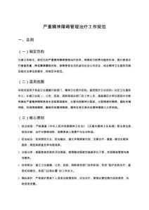 嚴重精神障礙管理治療工作規(guī)范