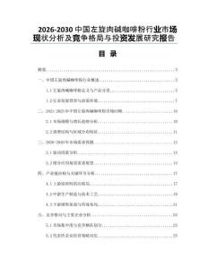 2026-2030中國左旋肉堿咖啡粉行業(yè)市場現(xiàn)狀分析及競爭格局與投資發(fā)展研究報告