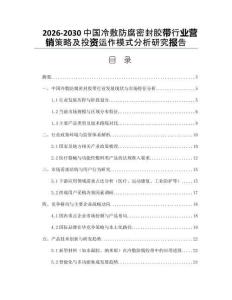 2026-2030中國冷敷防腐密封膠帶行業營銷策略及投資運作模式分析研究報告
