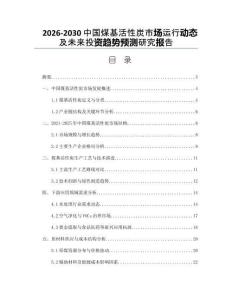 2026-2030中國煤基活性炭市場運行動態(tài)及未來投資趨勢預測研究報告