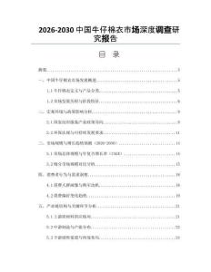 2026-2030中國(guó)牛仔棉衣市場(chǎng)深度調(diào)查研究報(bào)告