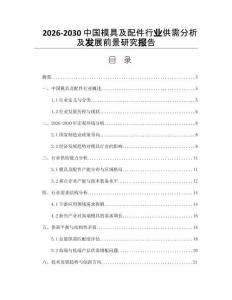 2026-2030中國(guó)模具及配件行業(yè)供需分析及發(fā)展前景研究報(bào)告