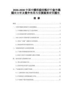 2026-2030中國中頻感應熔煉爐行業(yè)市場現(xiàn)狀分析及競爭格局與投資發(fā)展研究報告