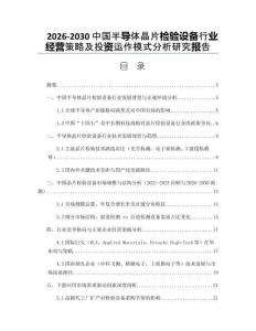 2026-2030中國半導體晶片檢驗設(shè)備行業(yè)經(jīng)營策略及投資運作模式分析研究報告