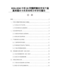 2026-2030中國3D聚酯纖維吸音板行業發展現狀與前景策略分析研究報告