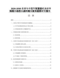 2026-2030全球與中國汽車發動機油封市場現狀動態及戰略規劃發展趨勢研究報告