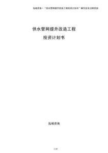 供水管網提升改造工程投資計劃書
