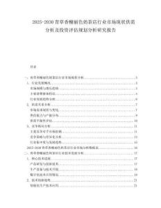 2025-2030青草香榭麗色奶茶店行業(yè)市場現(xiàn)狀供需分析及投資評估規(guī)劃分析研究報告
