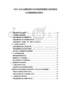 2025-2030金屬冶煉行業市場深度調研及競爭格局與發展趨勢研究報告