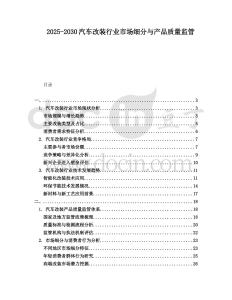 2025-2030汽車改裝行業市場細分與產品質量監管