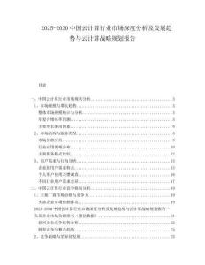 2025-2030中國云計算行業市場深度分析及發展趨勢與云計算戰略規劃報告
