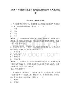 2025廣東湛江市生態(tài)環(huán)境局坡頭分局招聘1人模擬試卷精選答案詳解