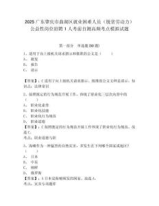 2025廣東肇慶市鼎湖區(qū)就業(yè)困難人員（脫貧勞動力）公益性崗位招聘1人考前自測高頻考點(diǎn)模擬試題及答案詳
