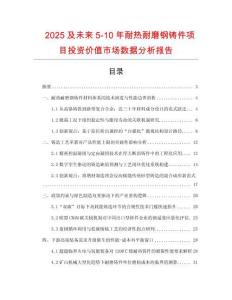 2025及未來(lái)5-10年耐熱耐磨鋼鑄件項(xiàng)目投資價(jià)值市場(chǎng)數(shù)據(jù)分析報(bào)告