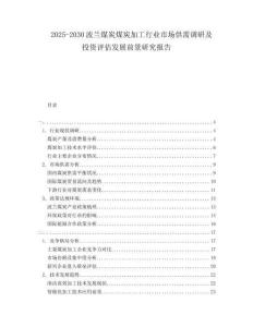 2025-2030波蘭煤炭煤炭加工行業市場供需調研及投資評估發展前景研究報告