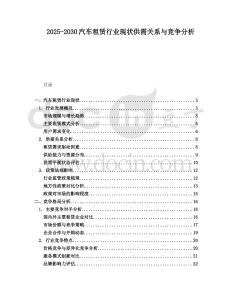 2025-2030汽車租賃行業現狀供需關系與競爭分析