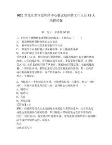 2025黑龍江黑河愛輝區中心敬老院招聘工作人員13人模擬試卷及答案詳解（名校卷）