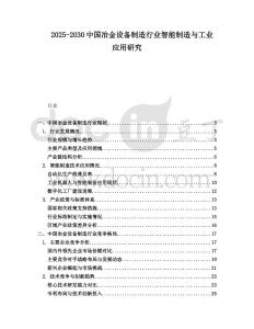 2025-2030中國冶金設備制造行業智能制造與工業應用研究