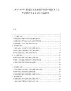 2025-2030中國造船工業船舶平臺國產化技術自主配套船舶裝備定制化市場研究