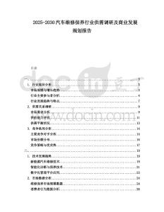 2025-2030汽車維修保養行業供需調研及商業發展規劃報告