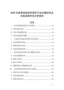 2026年家具組裝效率提升行業(yè)發(fā)展現(xiàn)狀及未來趨勢研究分析報告