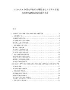 2025-2030中國(guó)汽車售后市場(chǎng)服務(wù)專員培訓(xùn)體系能力模型構(gòu)建培訓(xùn)效果評(píng)估手冊(cè)