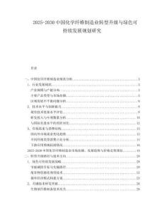 2025-2030中國(guó)化學(xué)纖維制造業(yè)轉(zhuǎn)型升級(jí)與綠色可持續(xù)發(fā)展規(guī)劃研究