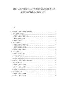 2025-2030中國(guó)汽車(chē)二手車(chē)行業(yè)市場(chǎng)現(xiàn)狀供需分析及投資評(píng)估規(guī)劃分析研究報(bào)告
