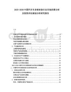 2025-2030中國汽車車身密封條行業市場供需分析及投資評估規劃分析研究報告