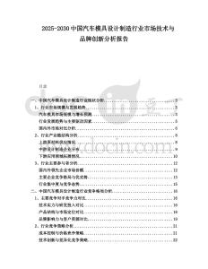 2025-2030中國汽車模具設計制造行業市場技術與品牌創新分析報告