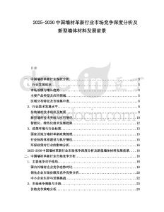 2025-2030中國墻材革新行業(yè)市場競爭深度分析及新型墻體材料發(fā)展前景