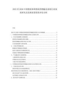 2025至2030中國脂質體和脂質藥物輸送系統(tǒng)行業(yè)深度研究及發(fā)展前景投資評估分析