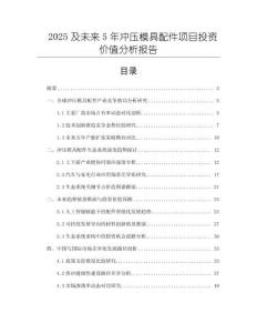 2025及未來5年沖壓模具配件項目投資價值分析報告