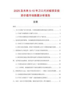 2025及未來5-10年刀口尺對板項(xiàng)目投資價(jià)值市場數(shù)據(jù)分析報(bào)告