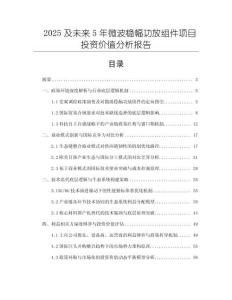 2025及未來5年微波穩(wěn)幅功放組件項目投資價值分析報告