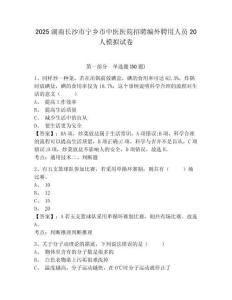 2025湖南長沙市寧鄉市中醫醫院招聘編外聘用人員20人模擬試卷及1套參考答案詳解