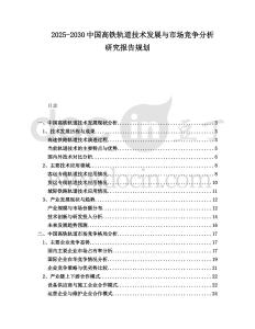 2025-2030中國高鐵軌道技術(shù)發(fā)展與市場競爭分析研究報告規(guī)劃