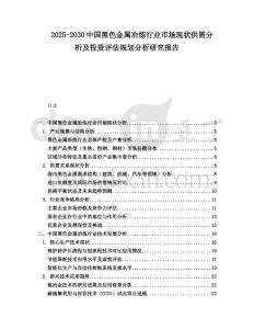 2025-2030中國黑色金屬冶煉行業(yè)市場現(xiàn)狀供需分析及投資評估規(guī)劃分析研究報告