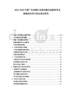 2025-2030中國廣告傳媒行業商業模式創新研究及新媒體應用與受眾變遷研究