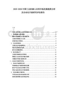 2025-2030中國工業機器人應用市場發展趨勢分析及自動化升級研究評估報告