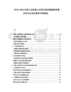 2025-2030中國工業機器人應用市場發展趨勢供需分析及自動化投資手冊規劃