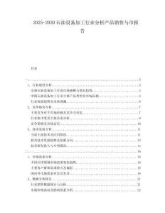 2025-2030石油設備加工行業(yè)分析產品銷售與市報告
