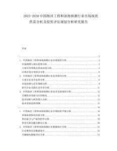 2025-2030中國海洋工程和深海探測行業市場現狀供需分析及投資評估規劃分析研究報告
