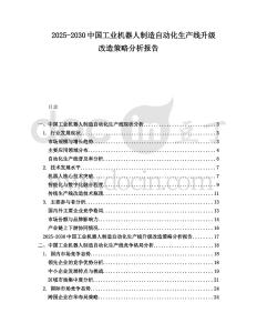 2025-2030中國工業機器人制造自動化生產線升級改造策略分析報告