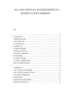 2025-2030IT服務外包行業市場現狀深度研究及云服務趨勢與行業領軍者戰略投資