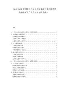 2025-2030中國工業自動化控制系統行業市場供需關系分析及產業升級規劃研究報告