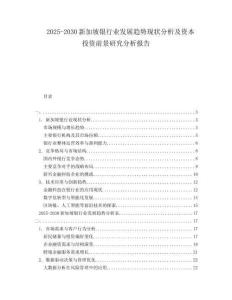 2025-2030新加坡銀行業(yè)發(fā)展趨勢現(xiàn)狀分析及資本投資前景研究分析報(bào)告