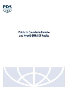 Points to Consider in Remote and Hybrid GMPGDP Audits