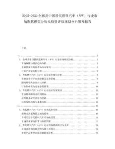 2025-2030全球及中國替代燃料汽車（AFV）行業市場現狀供需分析及投資評估規劃分析研究報告